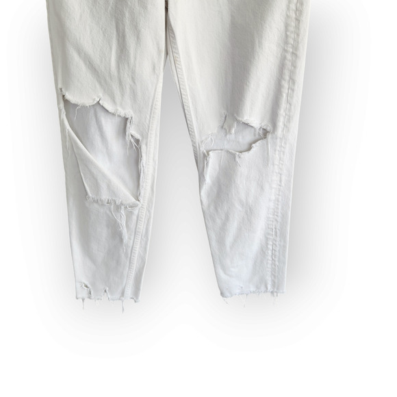 Zara White High Waisted Ripped Mom Jeans 6 - Picture 3 of 8
